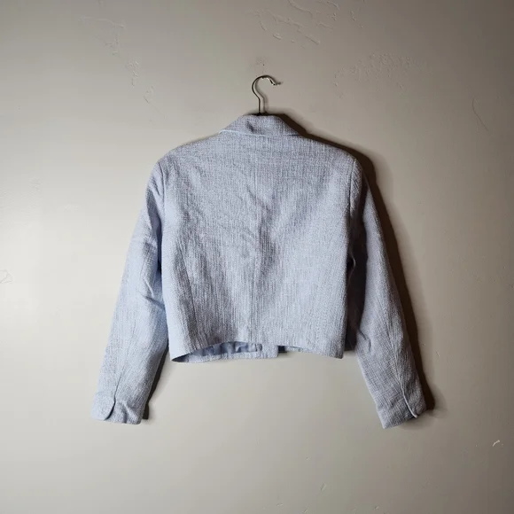 Abercrombie & Fitch Blue Tweed Cropped Blazer Size Large - Picture 3 of 7